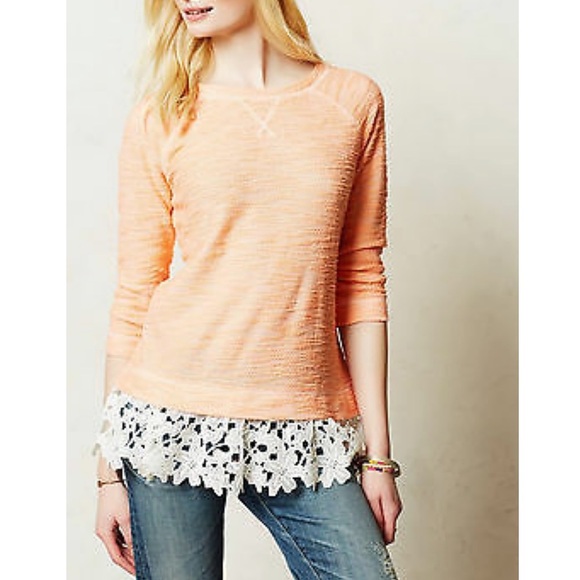ANTHROPOLOGIE Sunday in Brooklyn Ruffled Citrus Pullover - Picture 1 of 10